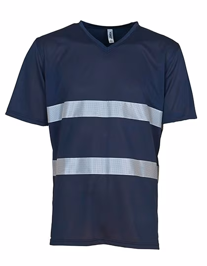 YOKO T-Shirt Hi-Vis con scollo a V in tessuto a rete, Navy 3XL, YK910