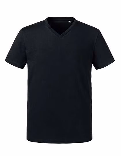 Russel Pure Organic Bio-Baumwolle V-Ausschnitt Slim-Fit T-Shirt, Black XS, Z103M
