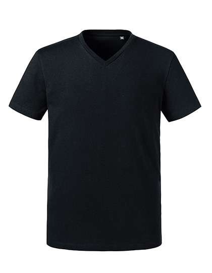 Russel Pure Organic T-Shirt Col V Slim-Fit en Coton Bio, Black XS, Z103M