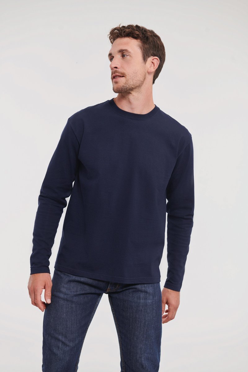 Russel Langarm-T-Shirt aus 100% Baumwolle, White L, Z180L