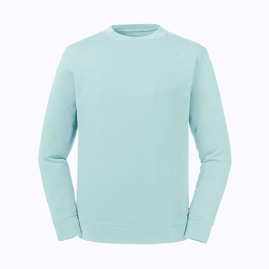 Russel Pure Organic Sweat-Shirt en Coton Bio avec Poignets Côtelés, Aqua XS, Z208M