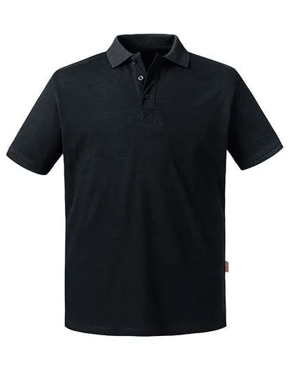 Russel Pure Organic Bio-Baumwoll Polo-Shirt mit Kreuznaht, Black XXL, Z508M