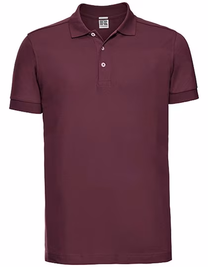 Russell Body-Fit Polo with Herringbone Side Slits, Burgundy XXL, Z566