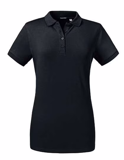 Russel Polo Slim Fit Stretch Piqué pour Femmes, Black XS, Z567F