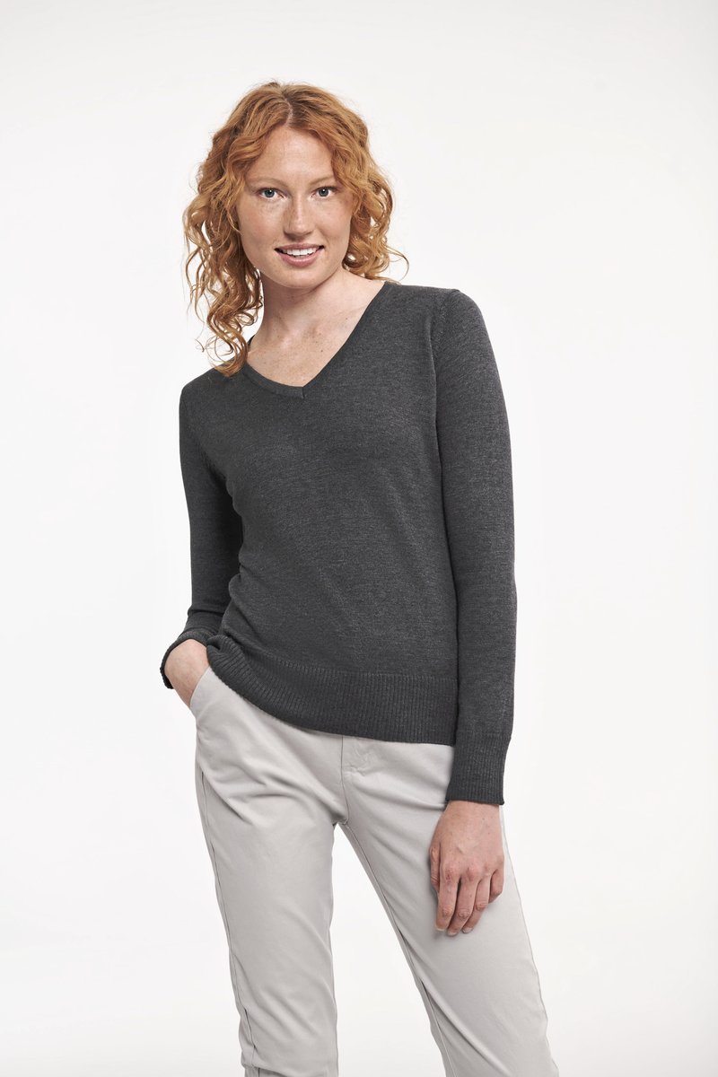 Russell Collection CottonBlend™ V-Neck Pullover Damen, Black XXS, Z710F