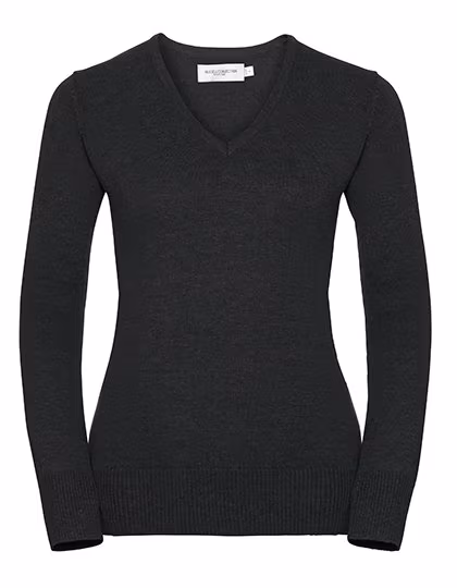 Russell Collection CottonBlend™ V-Neck Pullover Damen, Charcoal Marl 3XL, Z710F