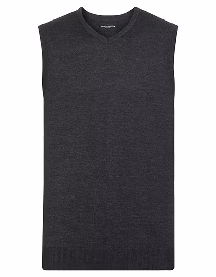 Russell Collection Pull Sans Manches Col V Cotton Blend™, Charcoal Marl XXL, Z716
