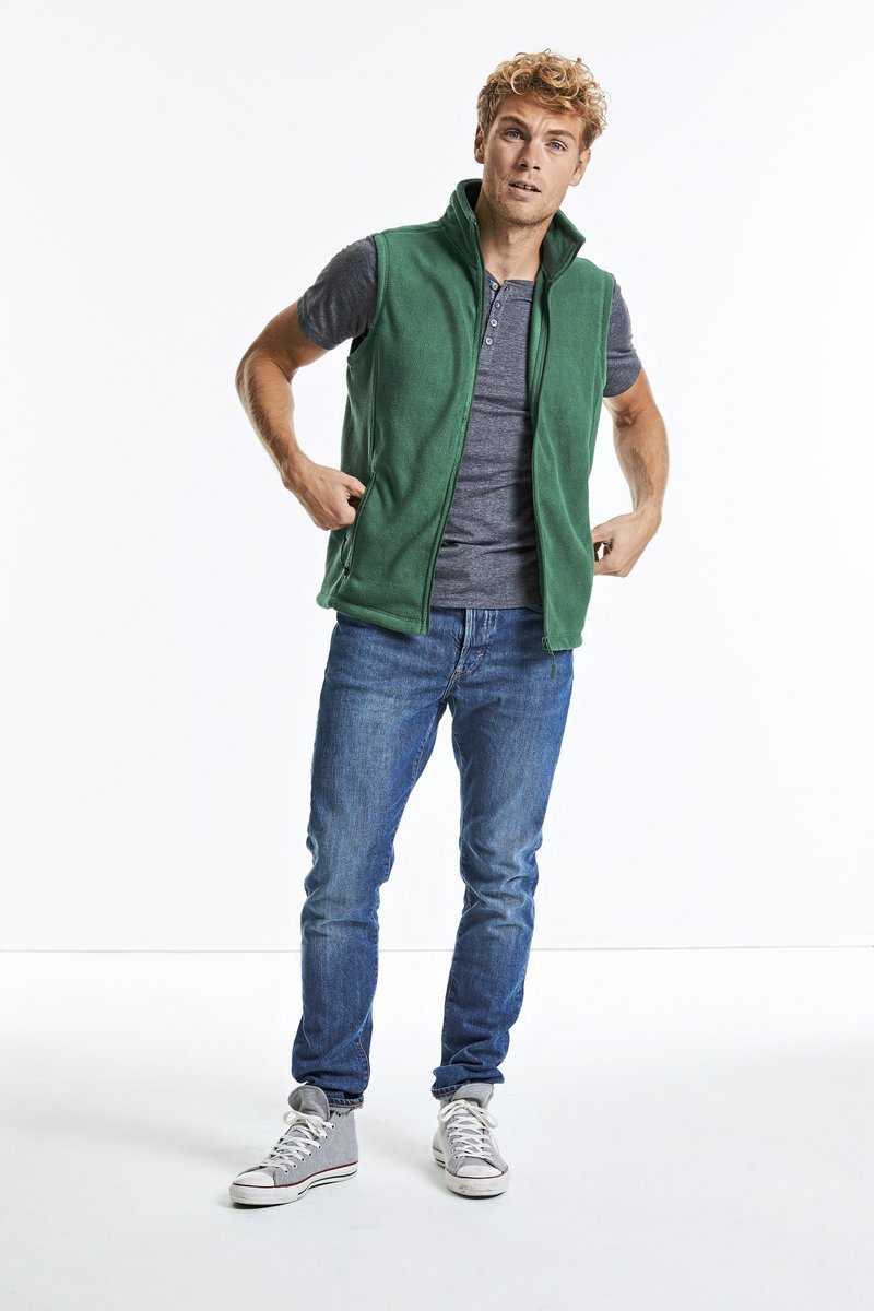 Russel Ärmellose Fleeceweste mit Kadettkragen, Bottle Green M, Z8720