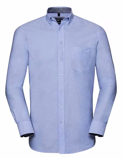 Russell Collection Long-Sleeve Shirt made of 100% Organic Cotton, Oxford Blue/Oxford Navy 3XL (47/48), Z920
