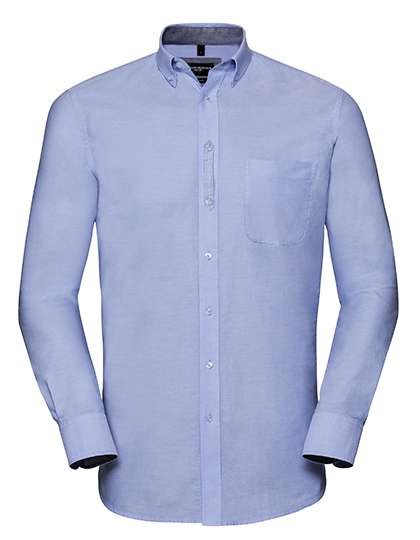 Russell Collection Langarmhemd aus 100% Bio-Baumwolle, Oxford Blue/Oxford Navy 3XL (47/48), Z920