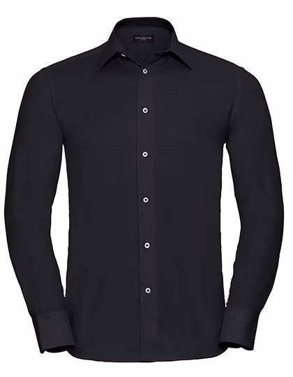 Russell Collection Chemise Oxford Cintrée en Coton, Black 3XL (47/48), Z922
