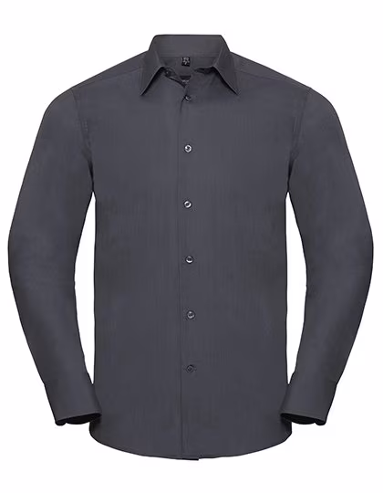 Russell Collection Chemise en Popeline Cintrée avec Col, Convoy Grey S (37/38), Z924