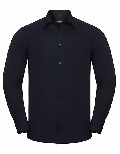 Russell Collection Chemise en Popeline Cintrée avec Col, French Navy M (39/40), Z924