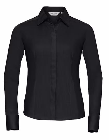 Russell Collection Body-Hugging Poplin Shirt with Button Placket, French Navy M, Z924F