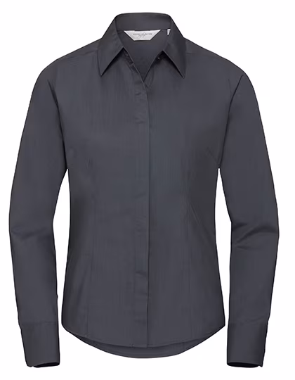 Russell Collection Chemise en Popeline Près du Corps avec Patte de Boutonnage, Convoy Grey 3XL, Z924F