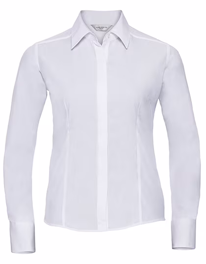 Russell Collection Camicia in Popeline aderente con bottoni, White 3XL, Z924F