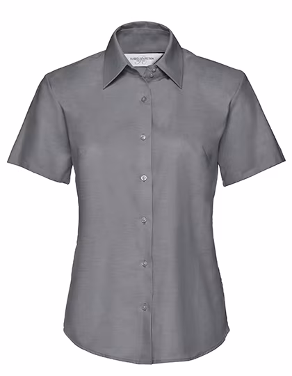 Russell Collection Kurzarm-Hemd Oxford Kollektion für Damen, Silver S, Z933F