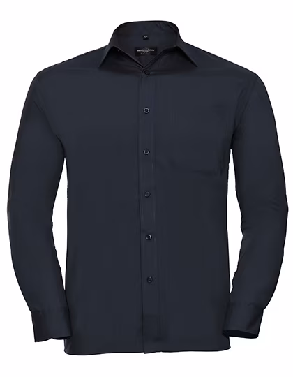 Russell Collection Long-Sleeve Shirt Polycotton with Chest Pocket, French Navy M (39/40), Z934