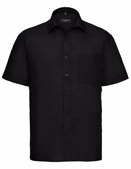 Russell Collection Short-Sleeve Shirt Polycotton with Chest Pocket, Black 3XL (47/48), Z935