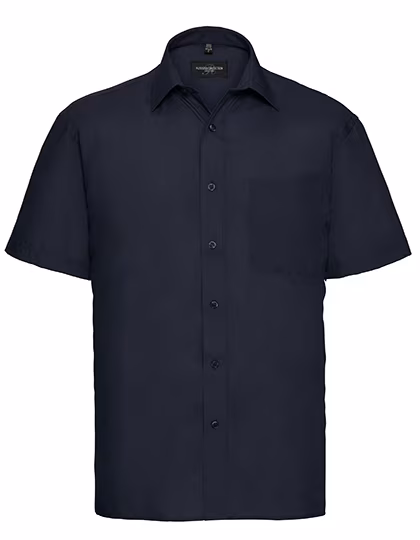 Russell Collection Kurzarm-Hemd Polycotton mit Brusttasche, French Navy 3XL (47/48), Z935