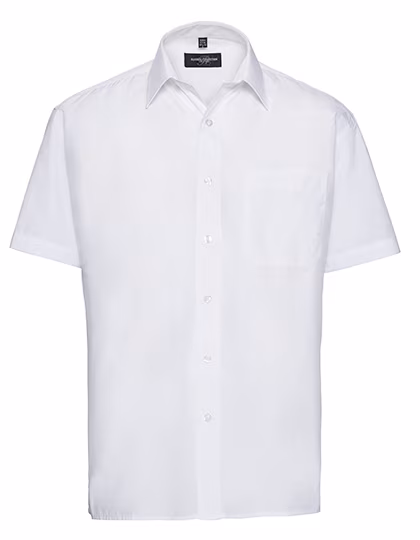 Russell Collection Chemise Manches Courtes Polycoton avec Poche Poitrine, White XXL (45/46), Z935