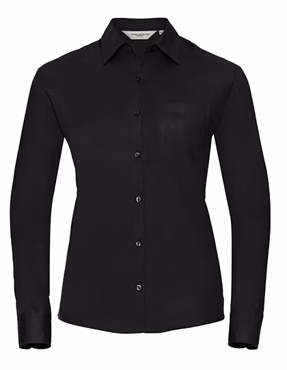 Russell Collection Camicetta a maniche lunghe in Cotone pettinato, Black XS, Z936F