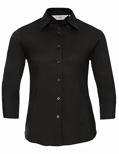 Russell Collection 3/4-Sleeve Blouse with Stretch Fabric, Black XS, Z946F