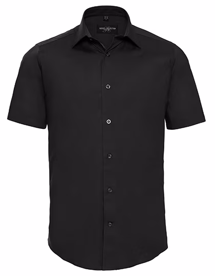 Russell Collection Körperbetontes Kurzarmhemd mit Stretch, Black 3XL (47/48), Z947