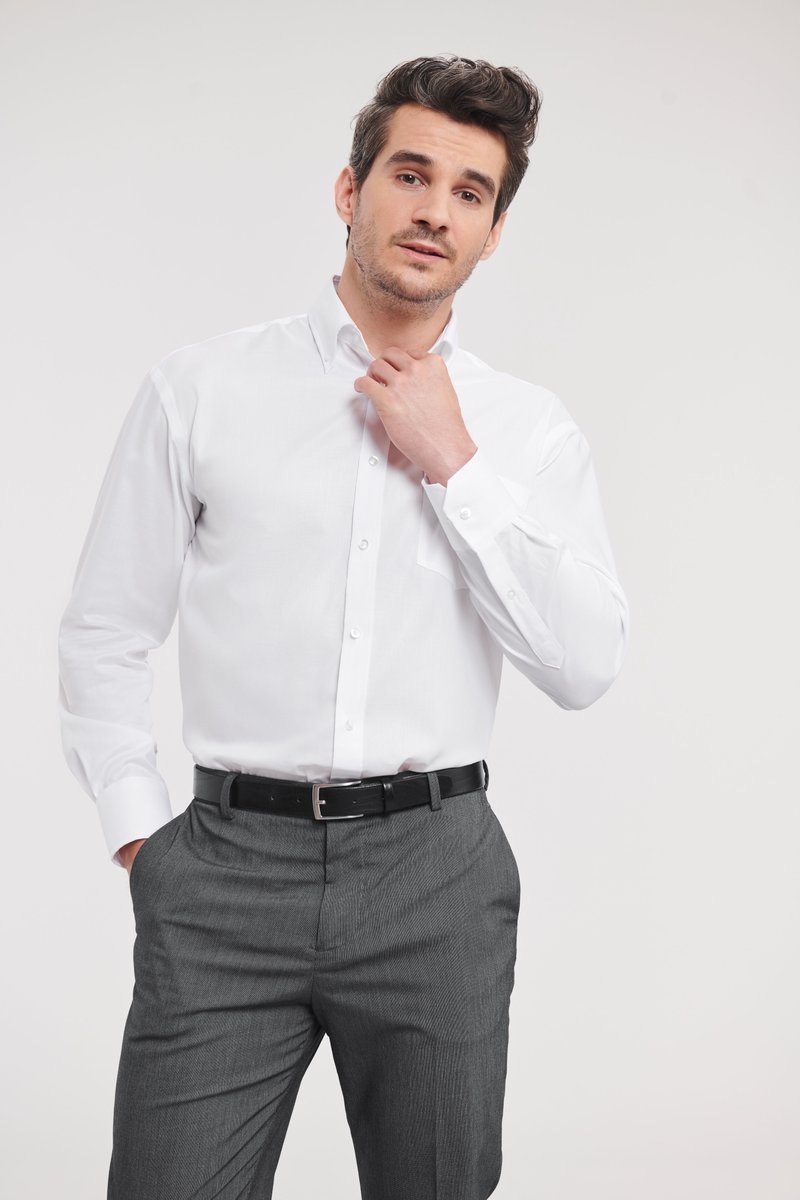 Russell Collection Bügelfreies Baumwoll-Mikro-Twill Hemd, Black 3XL (47/48), Z956