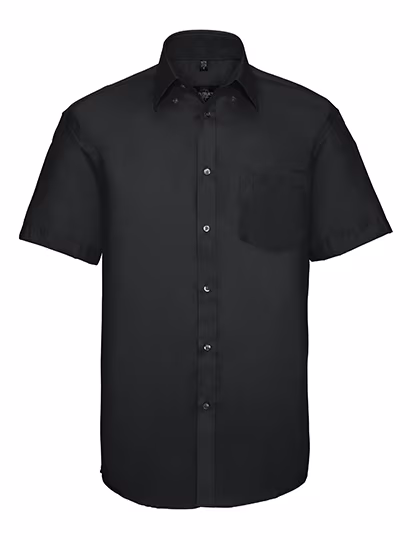Russell Collection Wrinkle-Free Cotton Shirt with Chest Pocket, Black 3XL (47/48), Z957