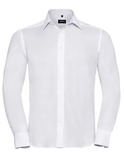Russell Collection Bügelfreies Baumwollhemd mit Kragenverstärkung, White 3XL (47/48), Z958