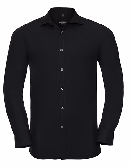Russell Collection Long-Sleeve Shirt with Body-Hugging Cut, Black 3XL (47/48), Z960