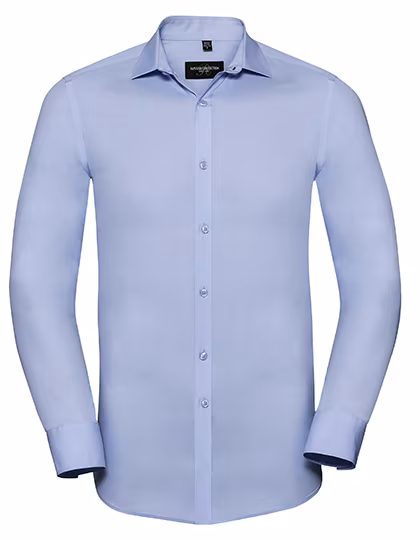 Russell Collection Langarmhemd mit körperbetontem Schnitt, Bright Sky XL (43/44), Z960