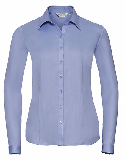 Russell Collection Slim Fit Herringbone Business-Hemd, Light Blue L, Z962F