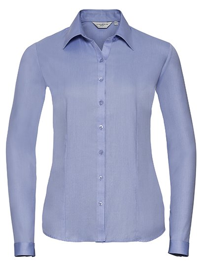 Russell Collection Camicia business Slim Fit Herringbone, Light Blue S, Z962F