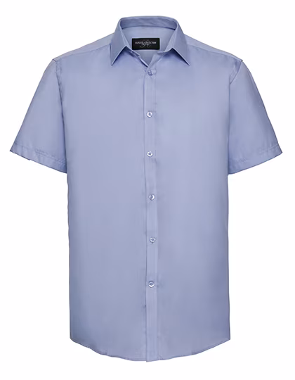 Russell Collection Camicie a maniche corte sagomate in Herringbone, Light Blue 3XL (47/48), Z963