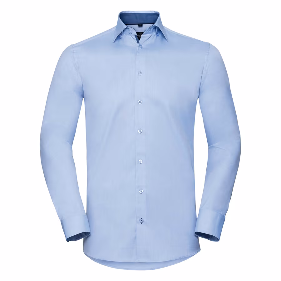 Russell Collection Langarm-Hemd mit Kontrastdetails und Slim-Fit, Light Blue/Mid Blue 3XL (47/48), Z964