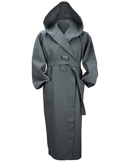 ARTG Accappatoio con struttura a nido d'ape e cappuccio, Light Grey S/M, AR028 – Graphite