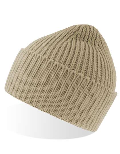 Atlantis Beanie Oak en grosse maille avec revers – Beige