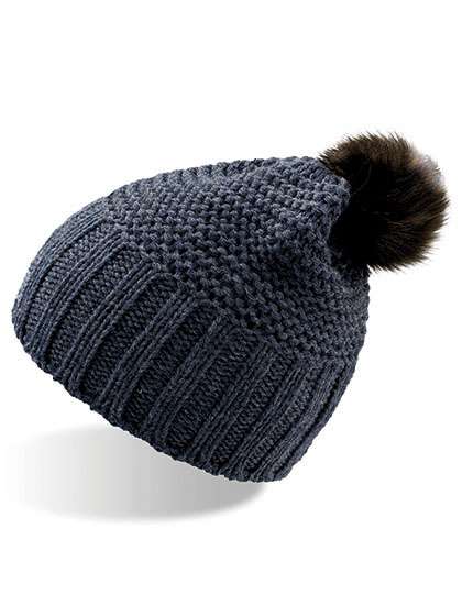 Atlantis Beanie mit Webpelz-Bommel, handgefertigt
