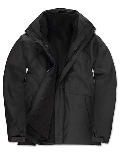 B&C COLLECTION 3-in-1 Hooded Parka with Fleece Inner Jacket – Black