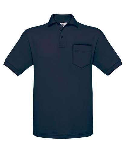 B&C Polo mit Brusttasche aus Bio-Baumwolle – Navy