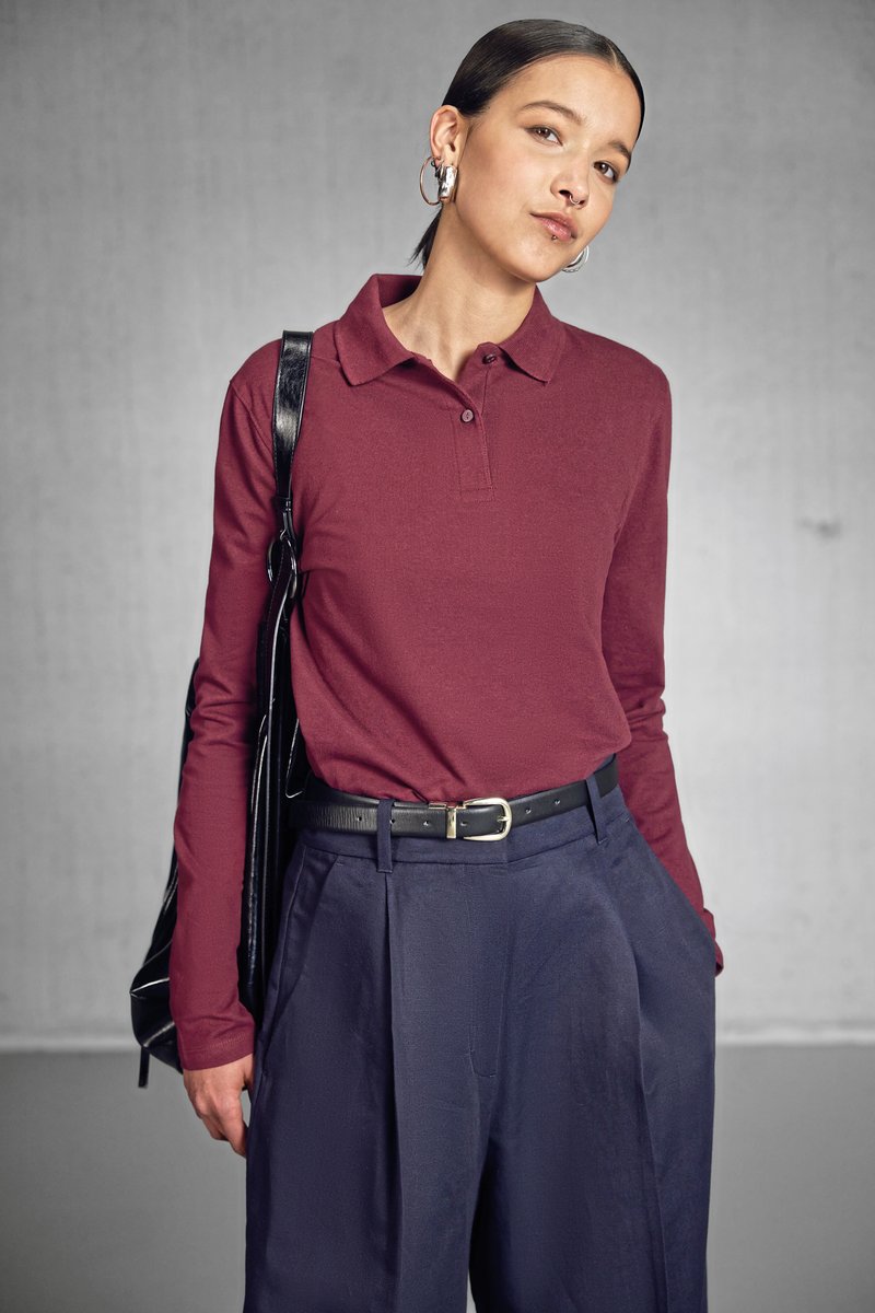 B&C Langarm Polo 180 Baumwolle für Damen