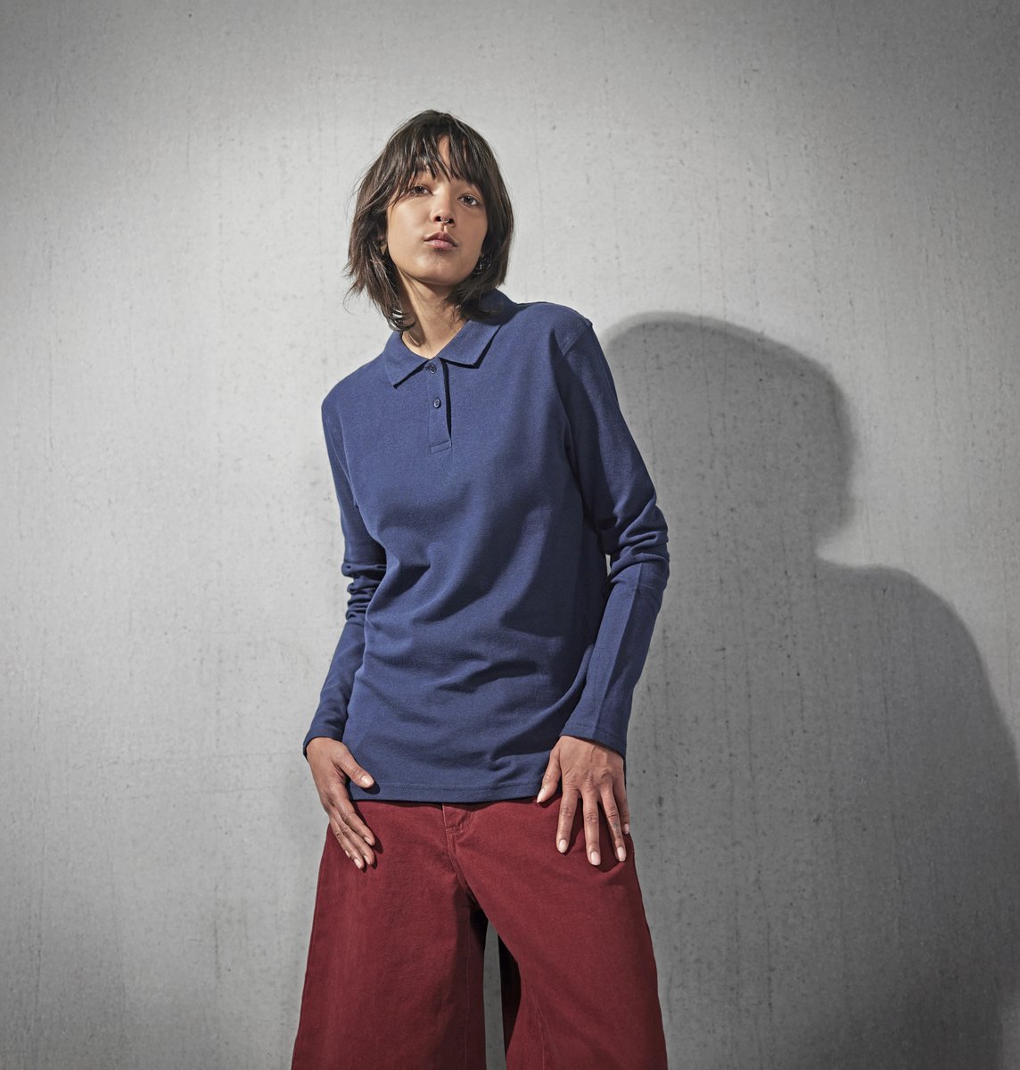 B&C Polo manica lunga in Cotone da Donna