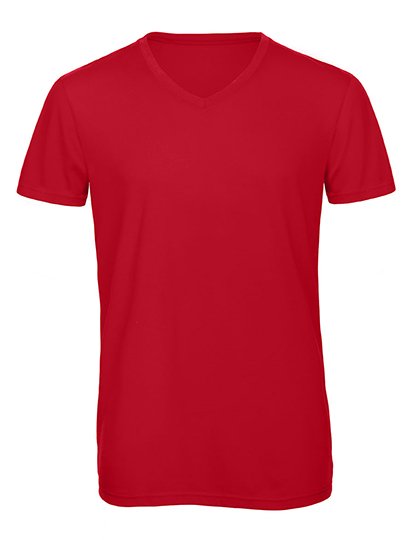 B&C V-Neck Triblend T-Shirt Men – Red
