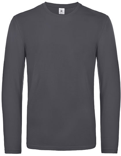B&C Men's Long-Sleeve T-Shirt #E190 Cotton – Dark Grey (Solid)