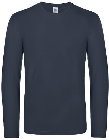 B&C Men's Long-Sleeve T-Shirt #E190 Cotton – Navy