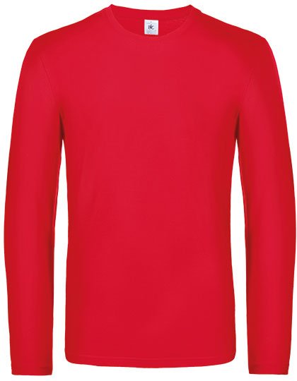 B&C Men's Long-Sleeve T-Shirt #E190 Cotton – Red