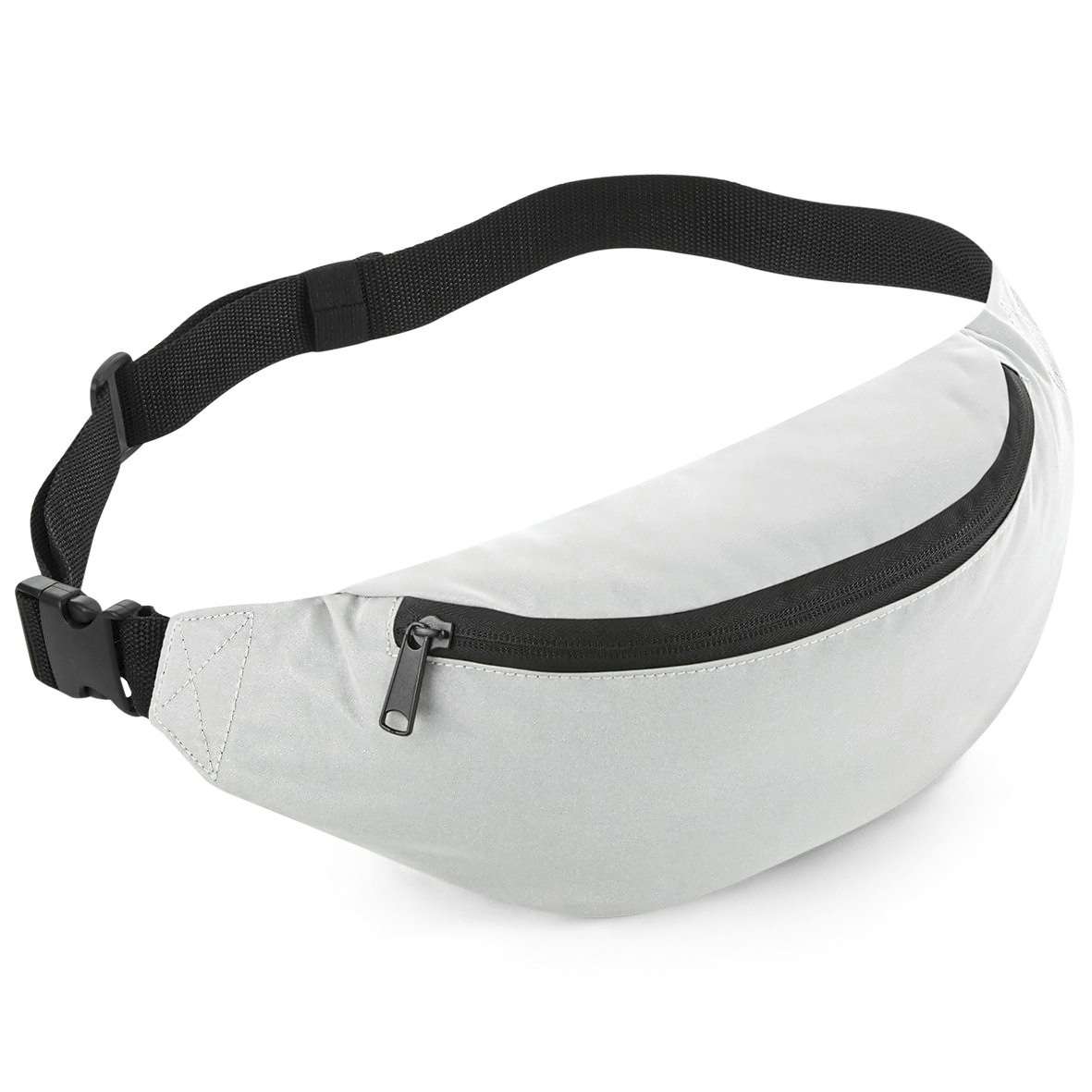 BagBase Reflex-Hüfttasche mit verstellbarem Gurt, Black Reflective 38 x 14 x 8 cm, BG134 – Bild 5
