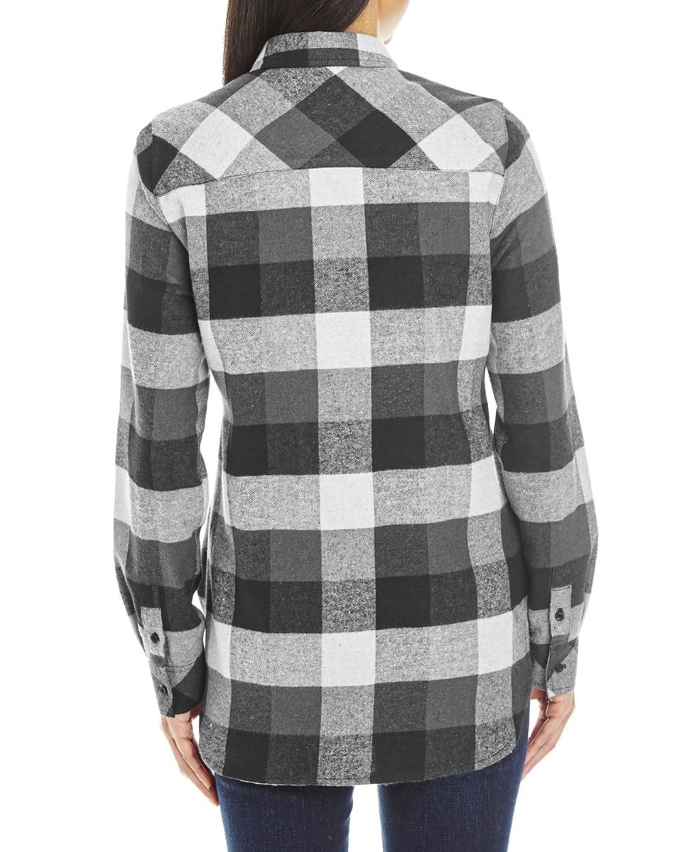Burnside Camicia di flanella a quadri da Donna, Khaki Check L, BU5210 – immagine 4